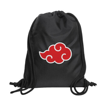 Naruto  Akatsuki Cloud, Τσάντα πλάτης πουγκί GYMBAG Μαύρη, με τσέπη (40x48cm) & χονδρά κορδόνια