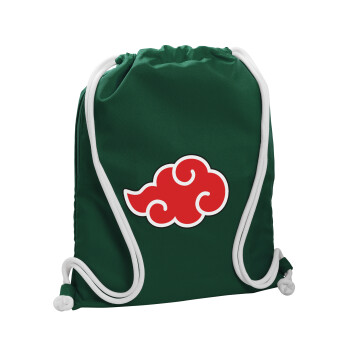 Naruto  Akatsuki Cloud, Τσάντα πλάτης πουγκί GYMBAG BOTTLE GREEN, με τσέπη (40x48cm) & χονδρά λευκά κορδόνια