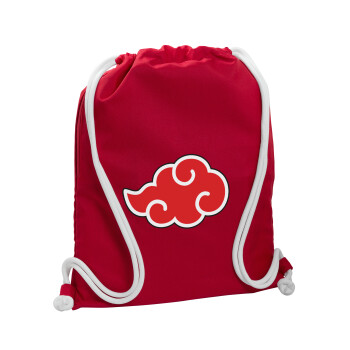 Naruto  Akatsuki Cloud, Backpack pouch GYMBAG Red, with pocket (40x48cm) & thick cords