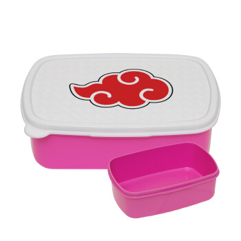 Naruto  Akatsuki Cloud, ΡΟΖ παιδικό δοχείο φαγητού (lunchbox) πλαστικό (BPA-FREE) Lunch Βox M18 x Π13 x Υ6cm