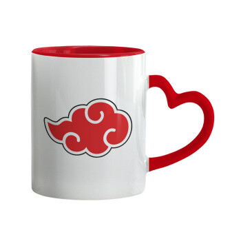 Naruto  Akatsuki Cloud, Mug heart red handle, ceramic, 330ml