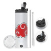 Travel Tumbler θερμό με διπλό καπάκι, μεταλλικό καλαμάκι και βούρτσα καθαρισμού (Ανωξείδωτο 304 Food grade, BPA free, 600ml)