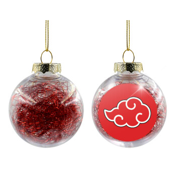 Naruto  Akatsuki Cloud, Transparent Christmas tree ball ornament with red filling 8cm