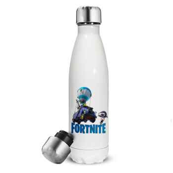 Fortnite Bus, Metal mug thermos White (Stainless steel), double wall, 500ml