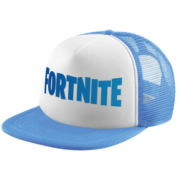 Fortnite Bus, Καπέλο παιδικό Soft Trucker με Δίχτυ ΓΑΛΑΖΙΟ/ΛΕΥΚΟ (POLYESTER, ΠΑΙΔΙΚΟ, ONE SIZE)