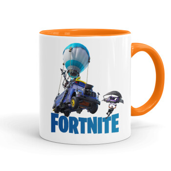 Fortnite Bus, Mug colored orange, ceramic, 330ml