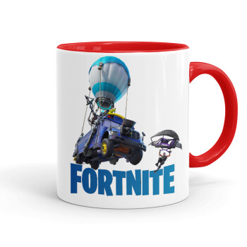 Fortnite Bus, Κούπα χρωματιστή κόκκινη, κεραμική, 330ml