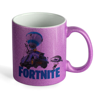 Fortnite Bus, Κούπα Μωβ Glitter που γυαλίζει, κεραμική, 330ml