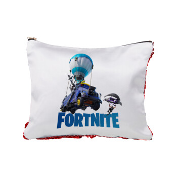 Fortnite Bus, Red sequin cosmetic bag