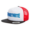 Adult Foam Flat Snapback with Mesh Black-White-Red (POLYESTER, ADULT, UNISEX, ONE SIZE)