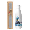 Easter Set, metallic Inox water bottle (700ml) & Easter scented flat candle (30cm) (GRAY)