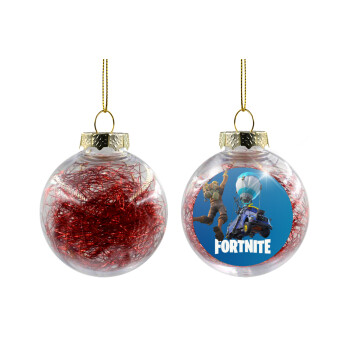 Fortnite Bus, Transparent Christmas tree ball ornament with red filling 8cm