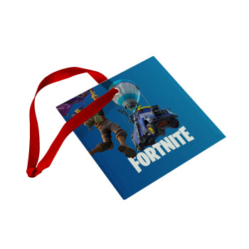 Fortnite Bus, Christmas ornament, glass square ornament 9x9cm