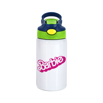 Barbie, Children's hot water bottle, stainless steel, with safety straw, green, blue (350ml)