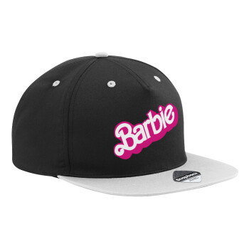 Barbie, Adult Flat Snapback Hat Black/Grey, (100% COTTON TWILL, ADULT, UNISEX, ONE SIZE)