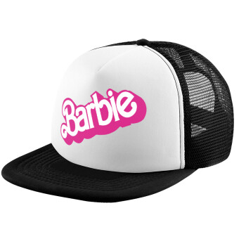 Barbie, Child's Soft Trucker Hat with BLACK/WHITE Mesh (POLYESTER, CHILD, ONE SIZE)