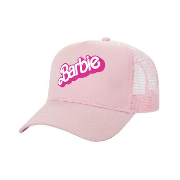 Barbie, Adult Structured Trucker Hat, with Mesh, PINK (100% COTTON, ADULT, UNISEX, ONE SIZE)