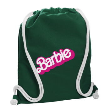 Barbie, Backpack pouch GYMBAG BOTTLE GREEN, with pocket (40x48cm) & thick white cords