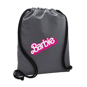 Barbie, Τσάντα πλάτης πουγκί GYMBAG ΓΚΡΙ, με τσέπη (40x48cm) & χονδρά κορδόνια