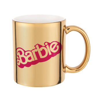 Barbie, Mug ceramic, gold mirror, 330ml