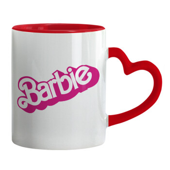 Barbie, Κούπα καρδιά χερούλι κόκκινη, κεραμική, 330ml