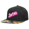 Adult Flat Snapback Hat Black/Camouflage, (100% COTTON TWILL, ADULT, UNISEX, ONE SIZE)