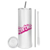 Eco friendly stainless steel tumbler 600ml, with metal straw & cleaning brush