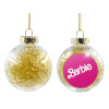 Transparent Christmas tree ball ornament with gold filling 8cm