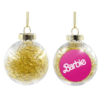 Barbie, Transparent Christmas tree ball ornament with gold filling 8cm