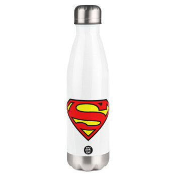 Superman vintage, Metal mug thermos White (Stainless steel), double wall, 500ml