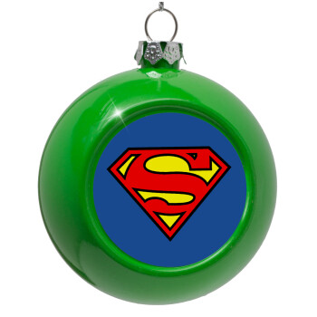 Superman vintage, Green Christmas tree ornament bauble 8cm