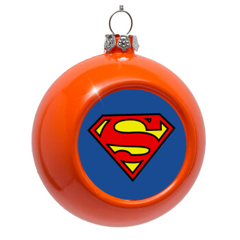 Superman vintage, Orange Christmas tree ornament bauble 8cm