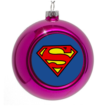 Superman vintage, Purple Christmas tree ornament bauble 8cm