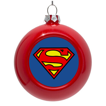 Superman vintage, Red Christmas tree ornament bauble 8cm