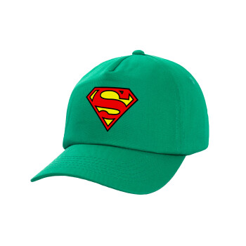 Superman vintage, Καπέλο παιδικό Baseball, 100% Βαμβακερό Twill, Πράσινο (ΒΑΜΒΑΚΕΡΟ, ΠΑΙΔΙΚΟ, UNISEX, ONE SIZE)