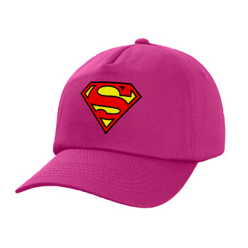 Superman vintage, Children's Baseball Cap, 100% Cotton Twill, Fuchsia (COTTON, CHILDREN'S, UNISEX, ONE SIZE)