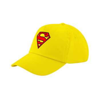 Superman vintage, Child's Baseball Cap, 100% Cotton Twill, Yellow (COTTON, CHILD, UNISEX, ONE SIZE)