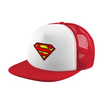 Superman vintage, Καπέλο παιδικό Soft Trucker με Δίχτυ ΚΟΚΚΙΝΟ/ΛΕΥΚΟ (POLYESTER, ΠΑΙΔΙΚΟ, ONE SIZE)