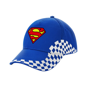 Superman vintage, Καπέλο Ενηλίκων Ultimate ΜΠΛΕ RACING, (100% ΒΑΜΒΑΚΕΡΟ DRILL, ΕΝΗΛΙΚΩΝ, UNISEX, ONE SIZE)