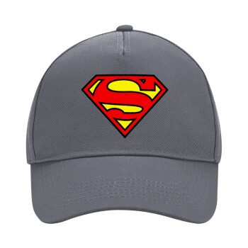 Superman vintage, Ultimate Adult Hat Grey, (100% COTTON DRILL, ADULT, UNISEX, ONE SIZE)