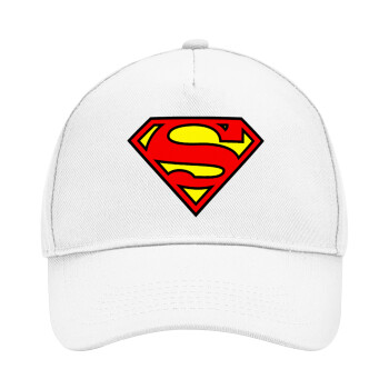 Superman vintage, Adult Baseball Cap, Drill, White (100% COTTON, ADULT, UNISEX, ONE SIZE)