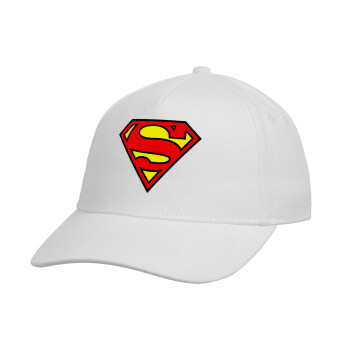 Superman vintage, Καπέλο παιδικό Baseball, Drill, Λευκό (100% ΒΑΜΒΑΚΕΡΟ, ΠΑΙΔΙΚΟ, UNISEX, ONE SIZE)