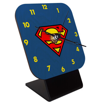 Superman vintage, Επιτραπέζιο ρολόι σε φυσικό ξύλο (10cm)