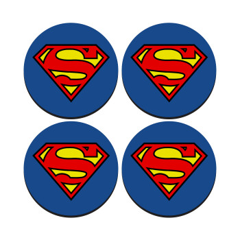 Superman vintage, SET of 4 round wooden coasters (9cm)