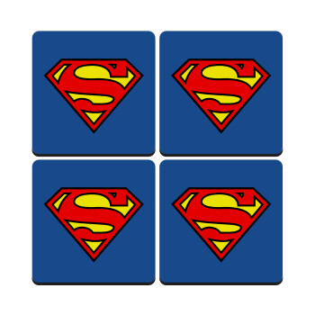Superman vintage, ΣΕΤ 4 Σουβέρ ξύλινα τετράγωνα (9cm)