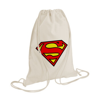 Superman vintage, Backpack bag GYMBAG natural (28x40cm)