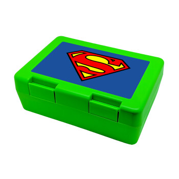 Superman vintage, Παιδικό δοχείο κολατσιού ΠΡΑΣΙΝΟ 185x128x65mm (BPA free πλαστικό)