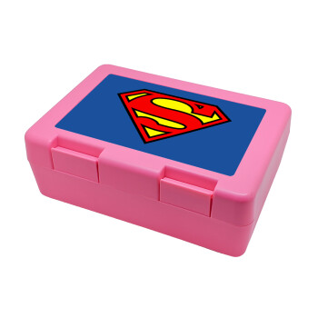 Superman vintage, Παιδικό δοχείο κολατσιού ΡΟΖ 185x128x65mm (BPA free πλαστικό)