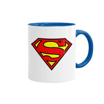 Superman vintage, Mug colored blue, ceramic, 330ml