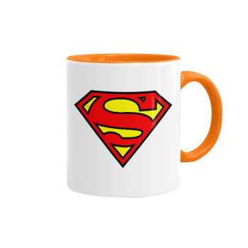 Superman vintage, Κούπα χρωματιστή πορτοκαλί, κεραμική, 330ml
